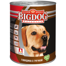 Влажный корм для собак БигДог (BigDog Grain line), Говядина с гречкой, 850г