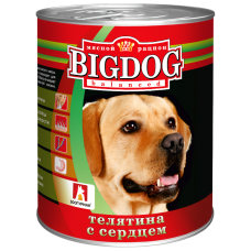 Влажный корм для собак БигДог (BigDog), Телятина с сердцем, 850г