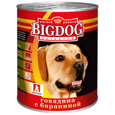 Влажный корм для собак БигДог (BigDog), Говядина с бараниной, 850г