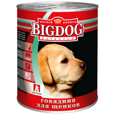 Влажный корм для собак БигДог (BigDog), Говядина для щенков, 850г