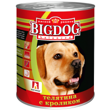 Влажный корм для собак БигДог (BigDog), Телятина с кроликом, 850г