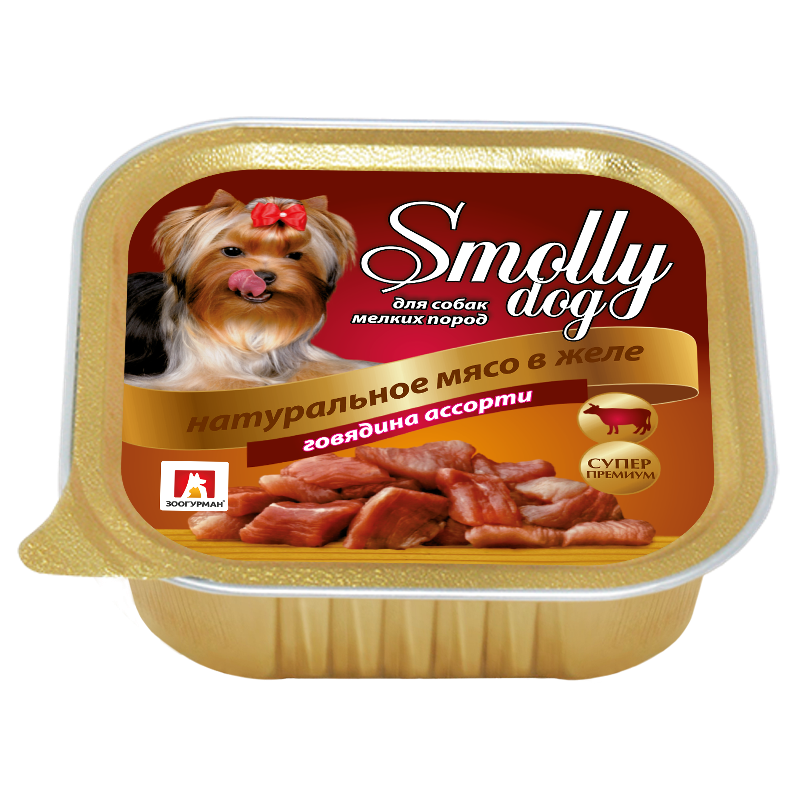 Влажный корм для собак СмоллиДог (Smolly dog), Говядина ассорти, 100г