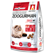 Полнорационный сухой корм для взрослых кошек Zoogurman, Телятина/Veal, 1.5кг