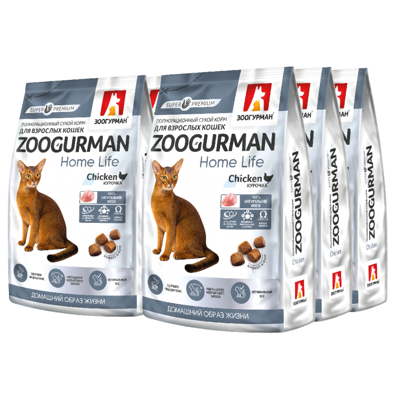 Полнорационный сухой корм для взрослых кошек Zoogurman Home Life ...